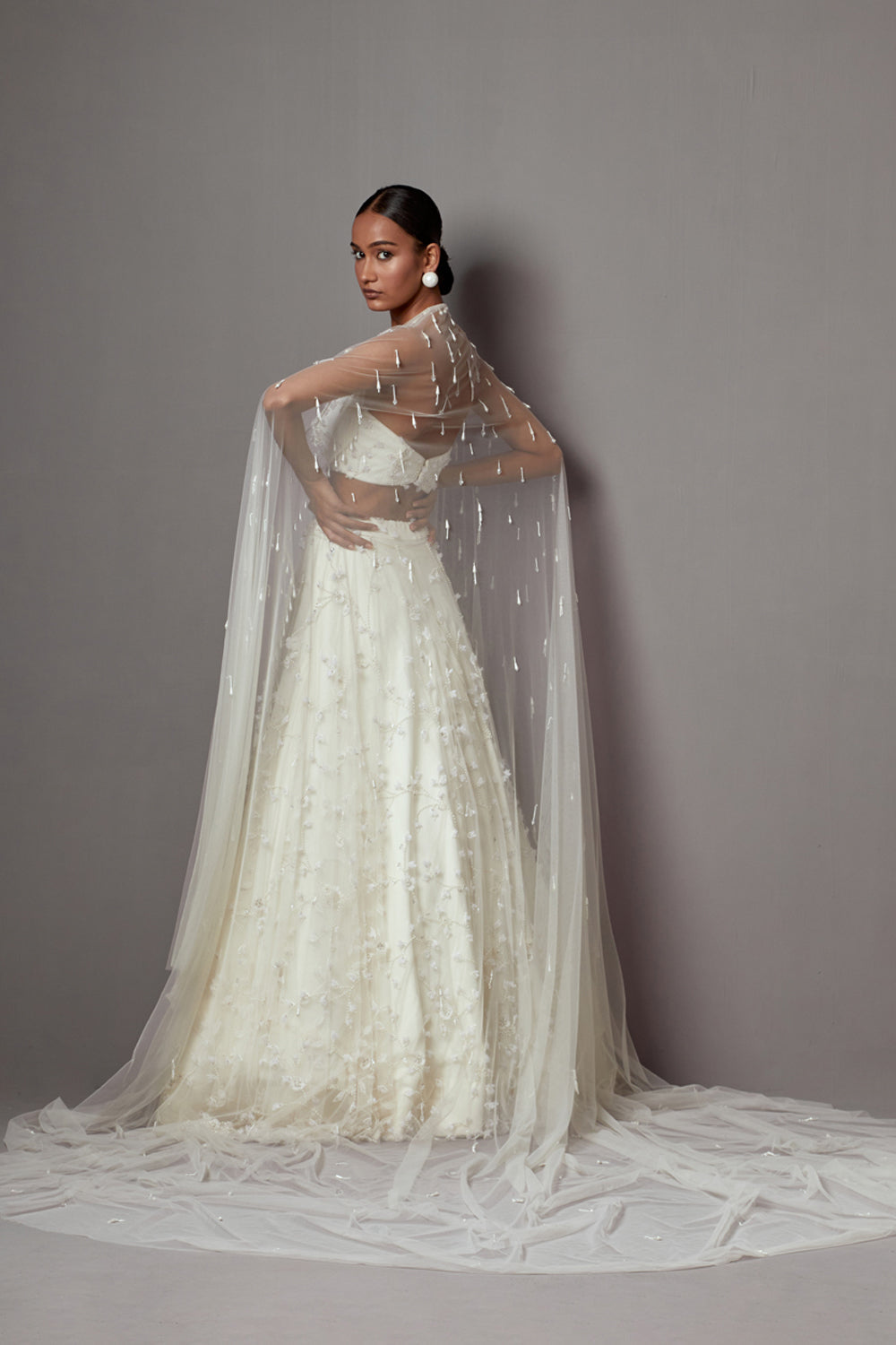 Ivory Bellflower Lehenga