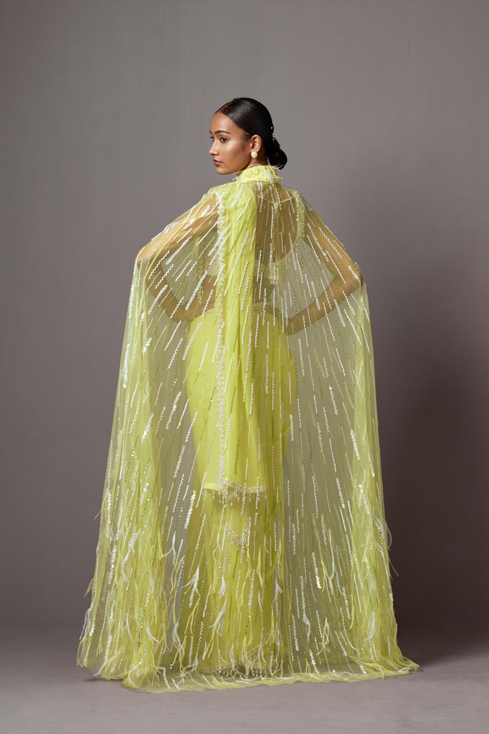 Feather Cape Saree