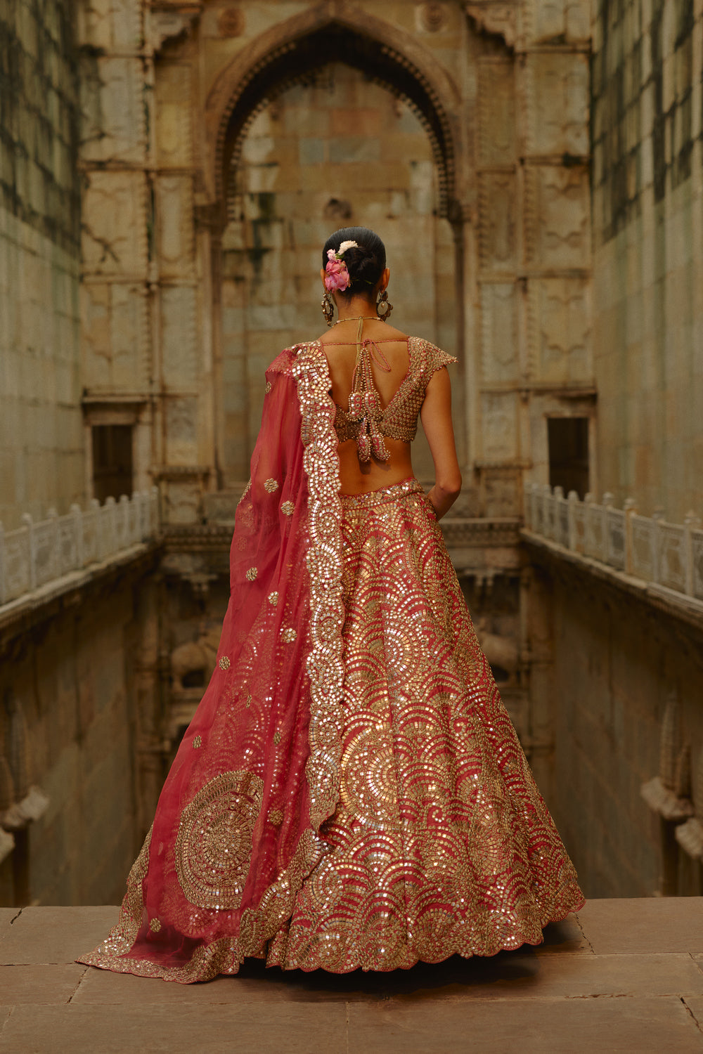 Rust Mirror Lehenga Set