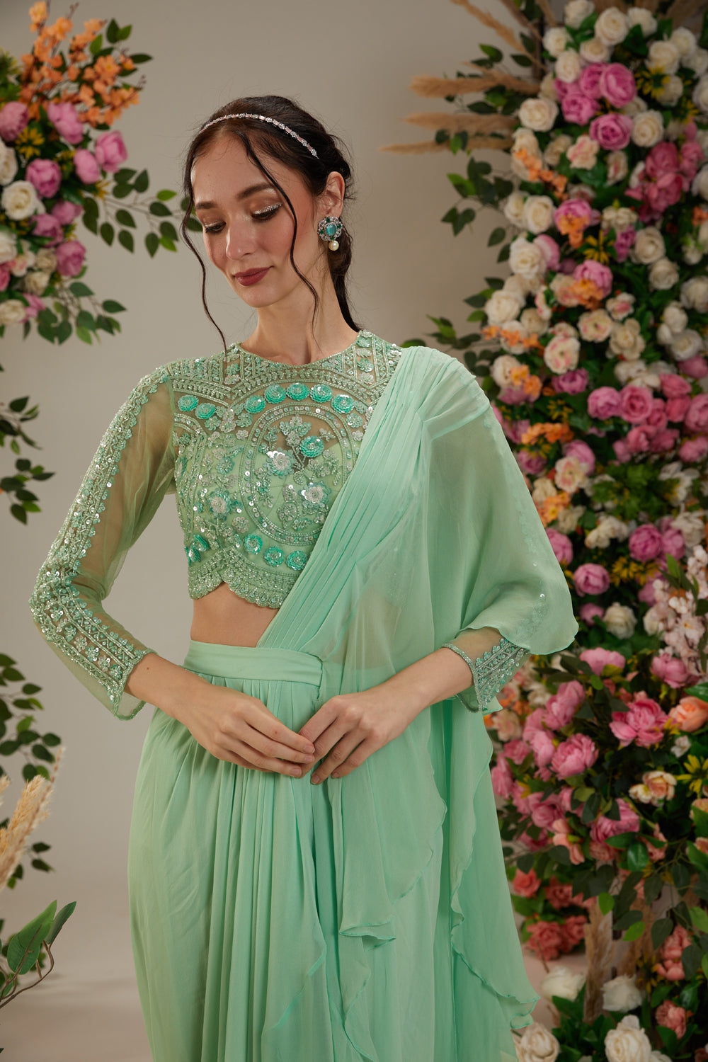 Green Saree Set