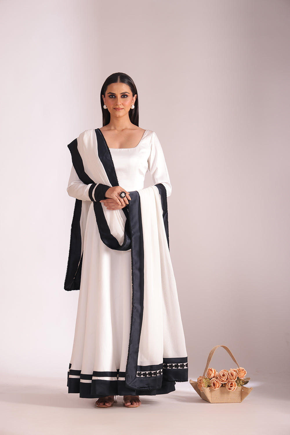 Jhalak White Anarkali with Chooridar and Dupatta- set of 3