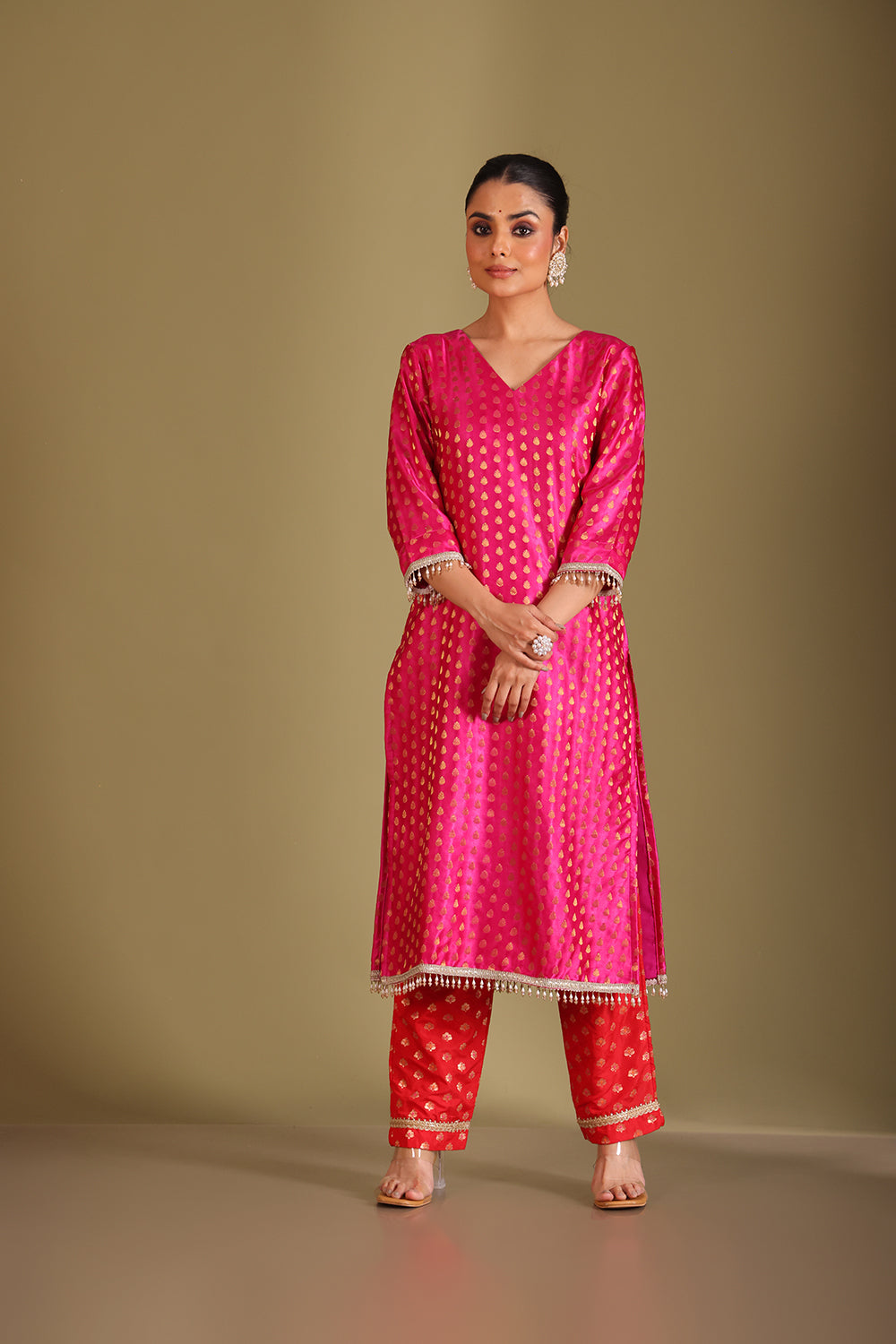Noorika Red Kurta with pant and dupatta- set of 3