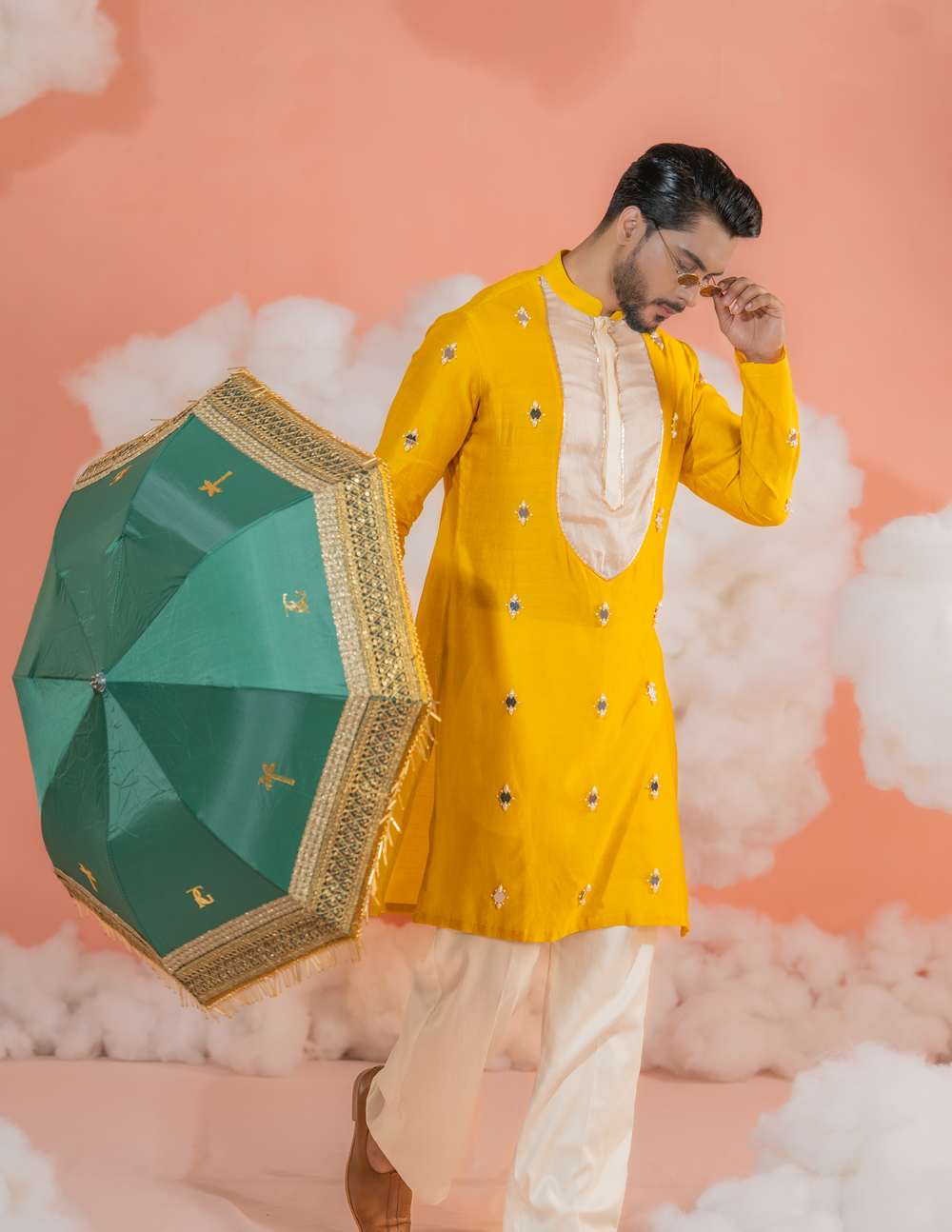 Marigold Patch Long kurta set