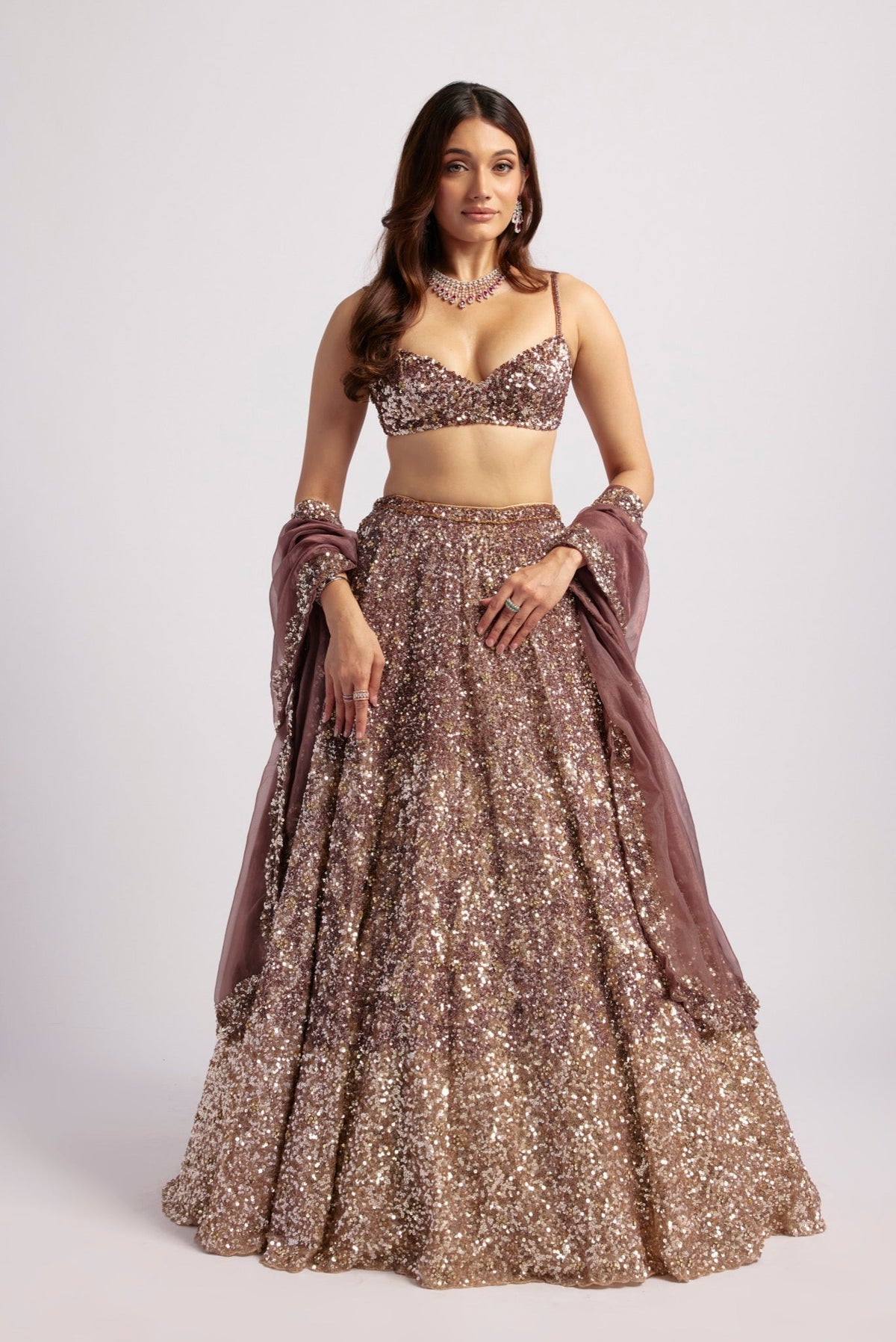 DILARA MAROON GOLD OMBRE LEHENGA