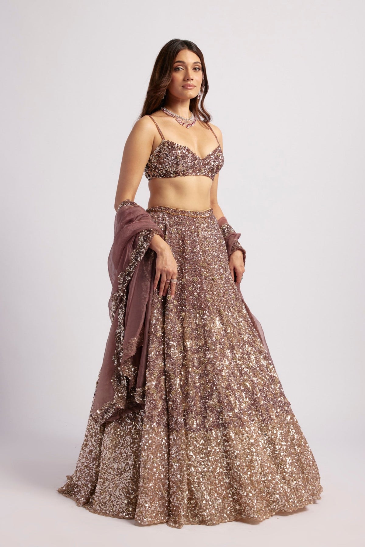 DILARA MAROON GOLD OMBRE LEHENGA