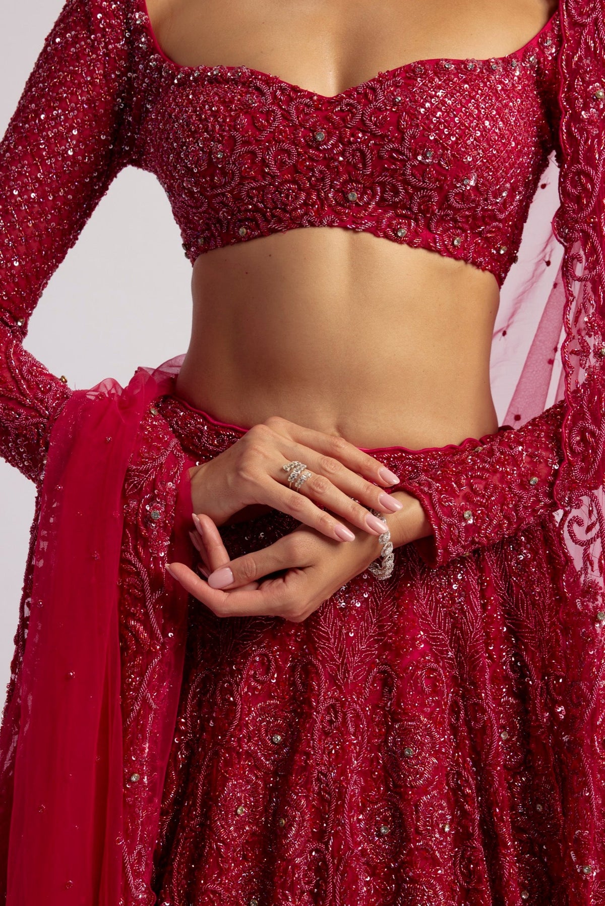RUHANI RED LEHENGA SET