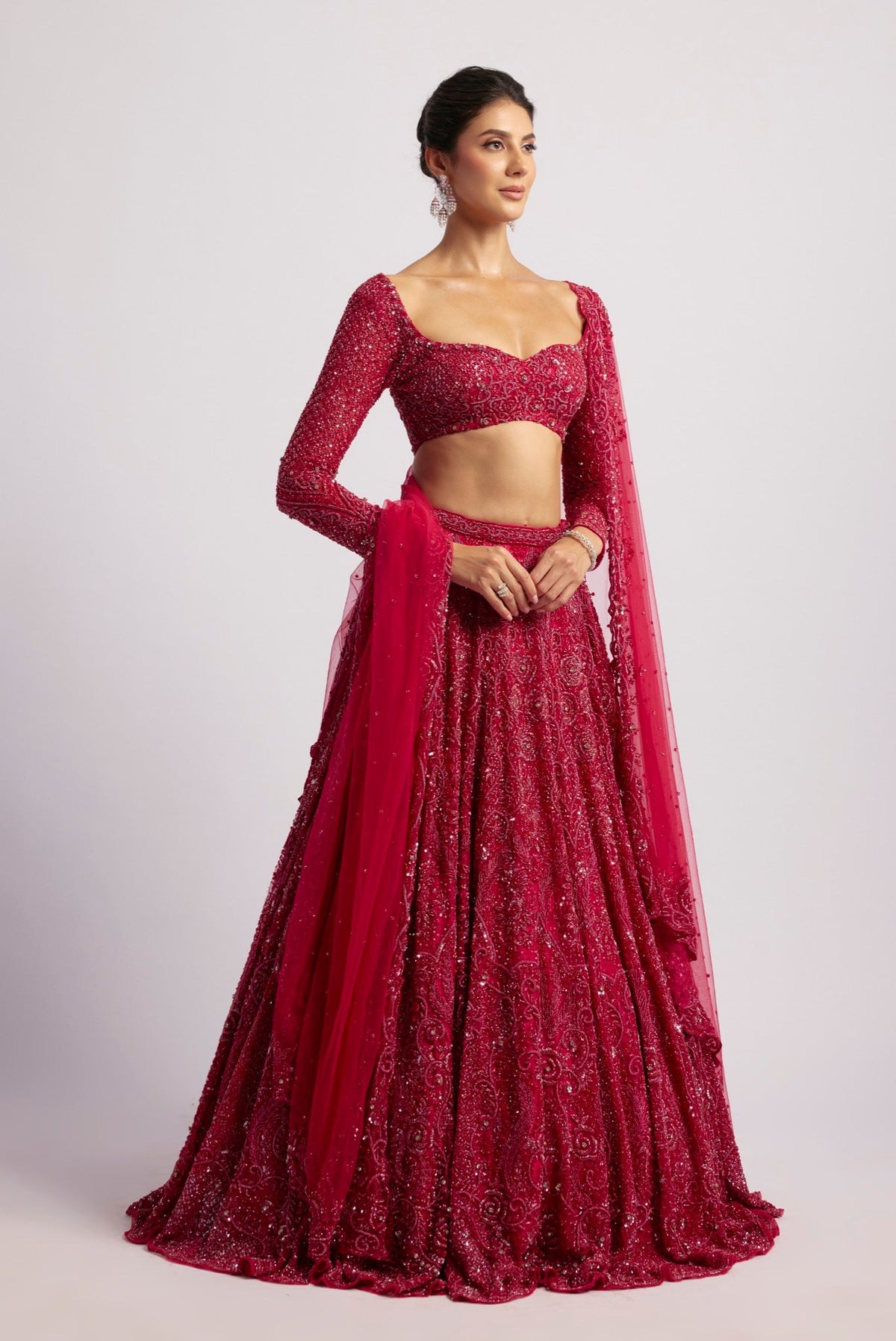 RUHANI RED LEHENGA SET