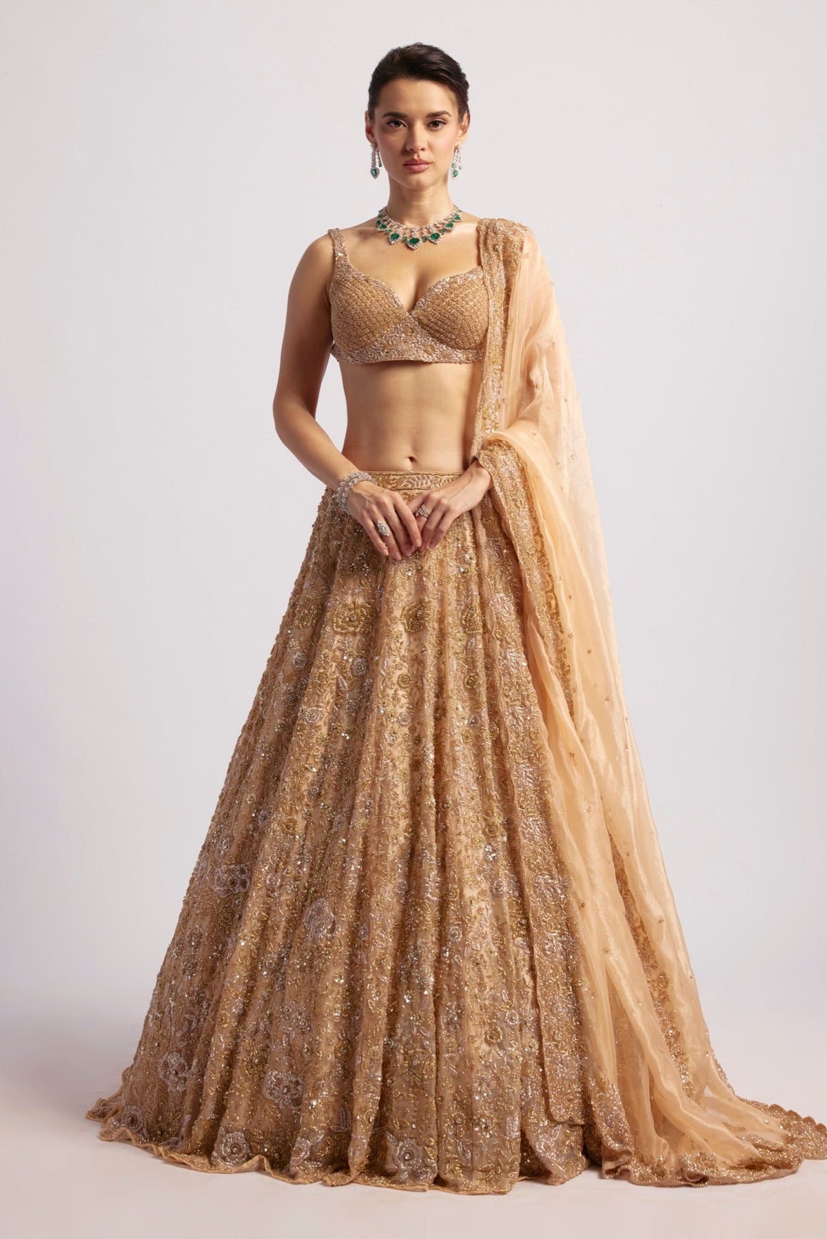 SUNEHRI PEACH LEHENGA