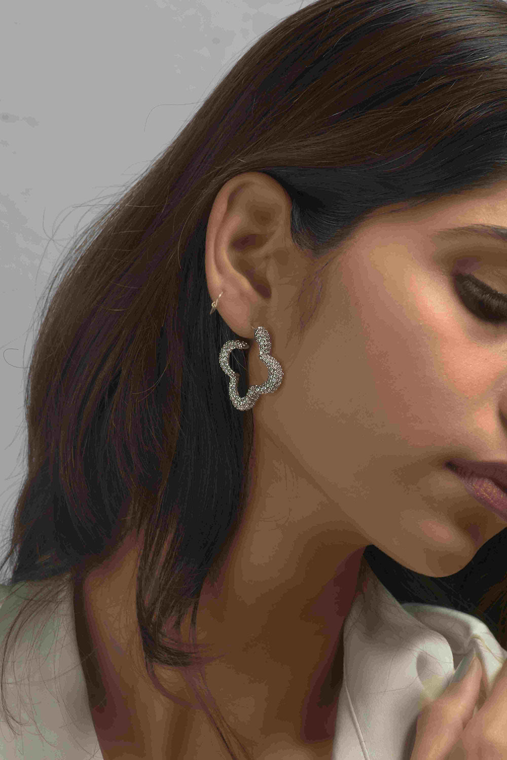 Hoops With 
White Prong Set Crystals
