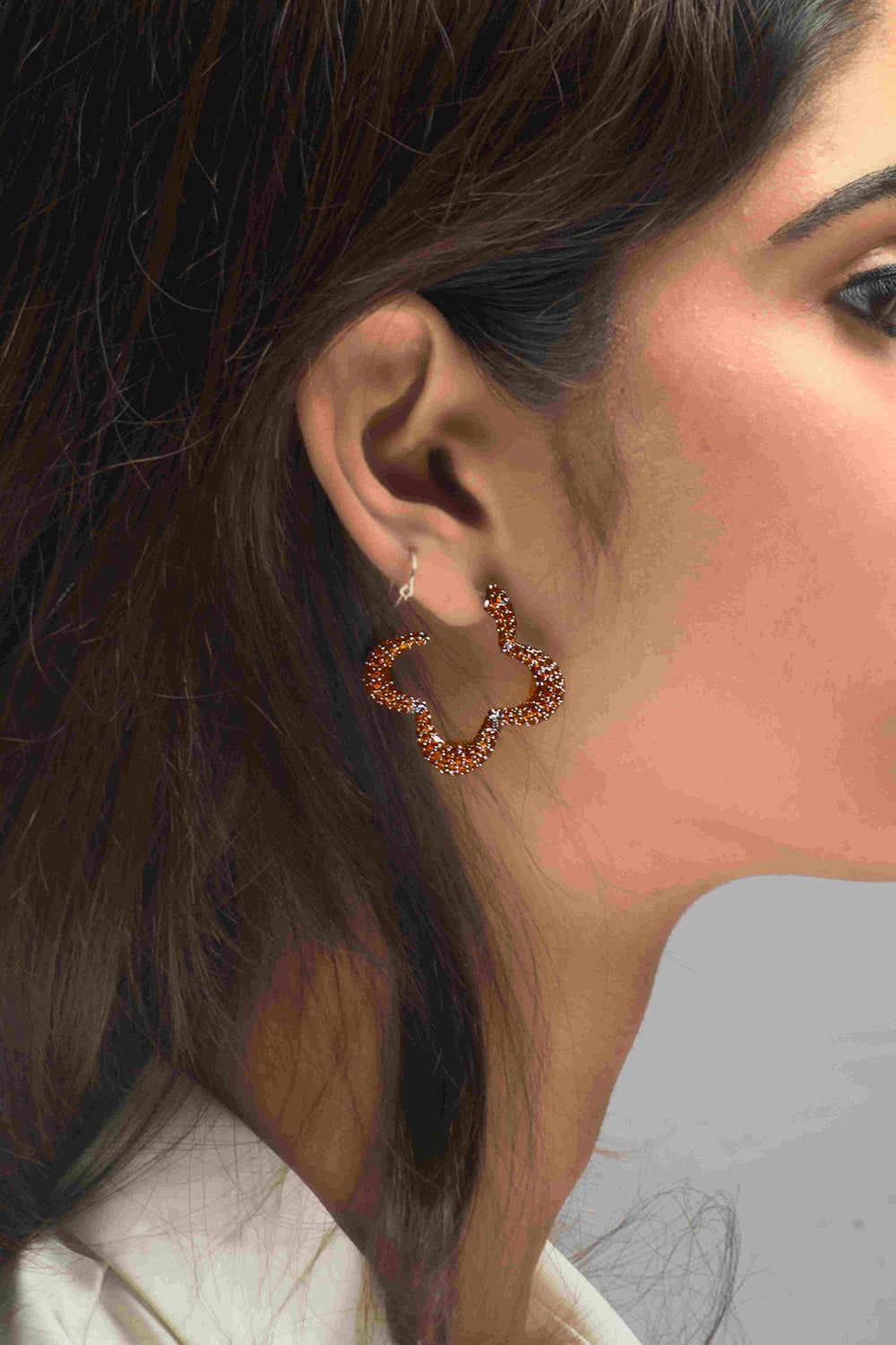 Hoops With 
Orange Prong Set Crystals