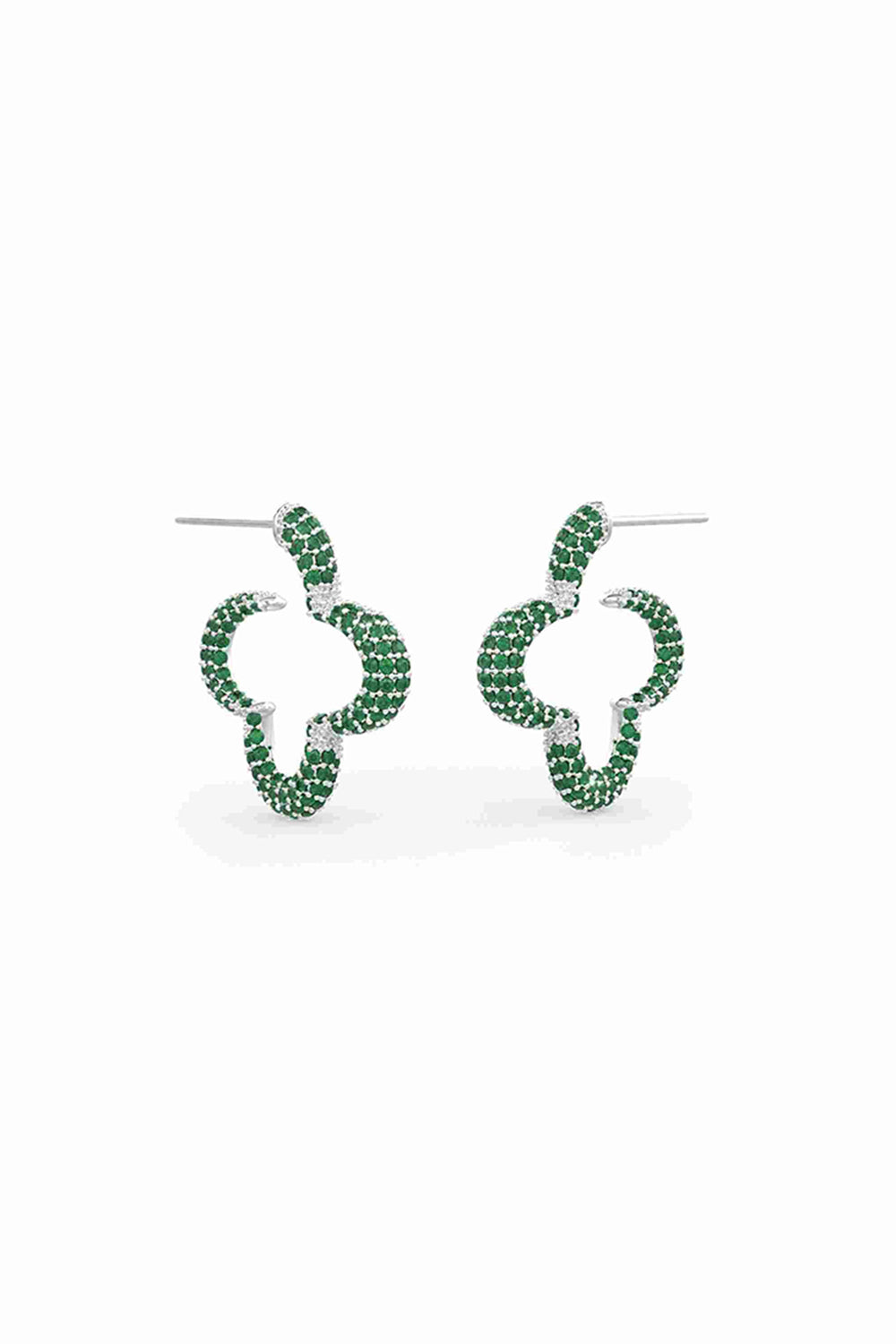 Hoops With 
Emerald Prong Set Crystals
