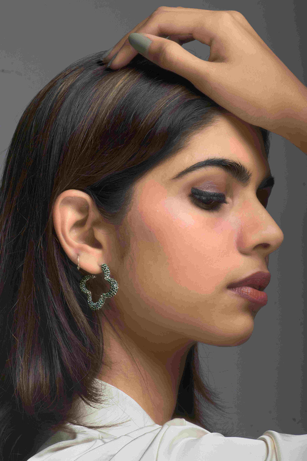 Hoops With 
Emerald Prong Set Crystals