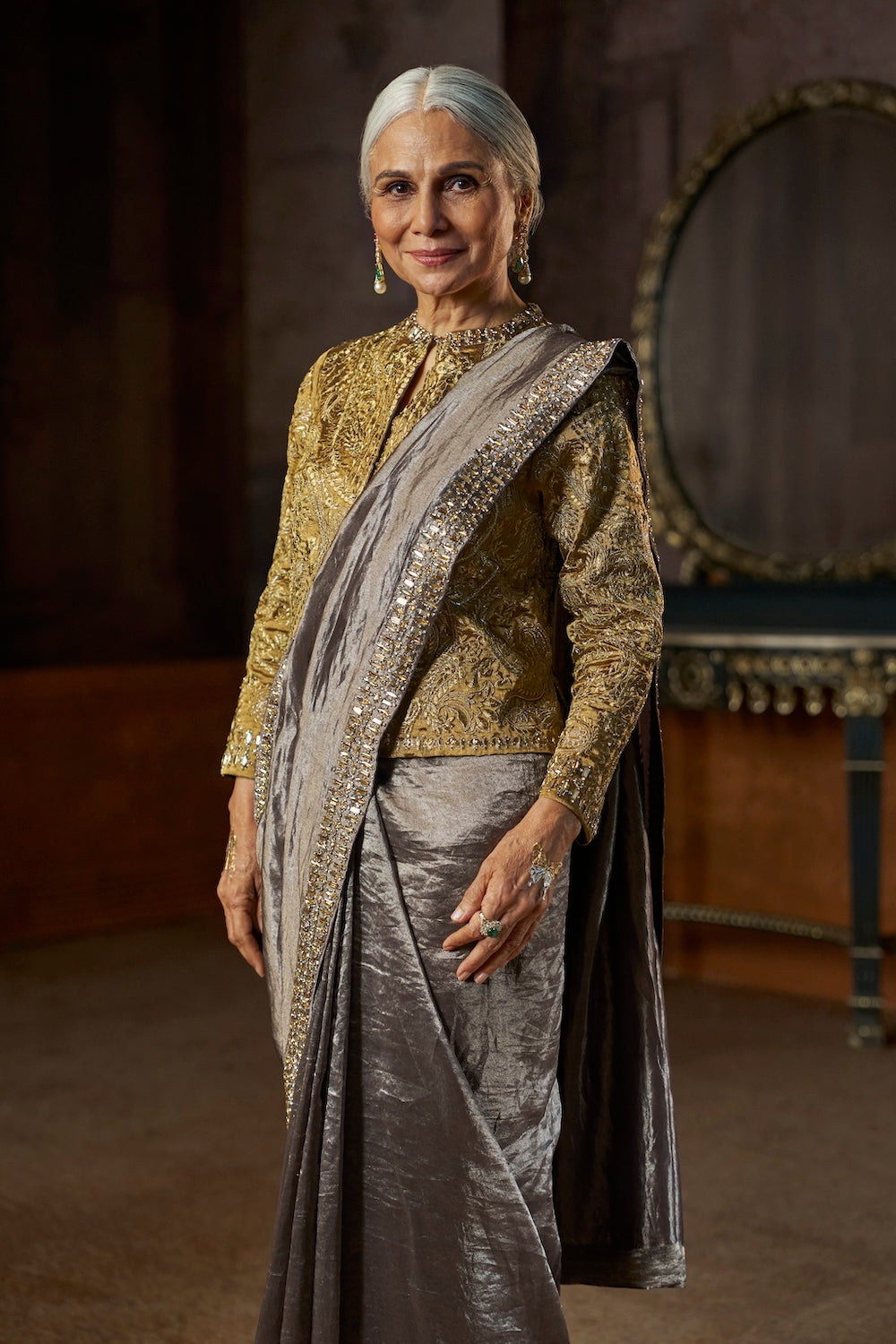 Grey Tissue Saree