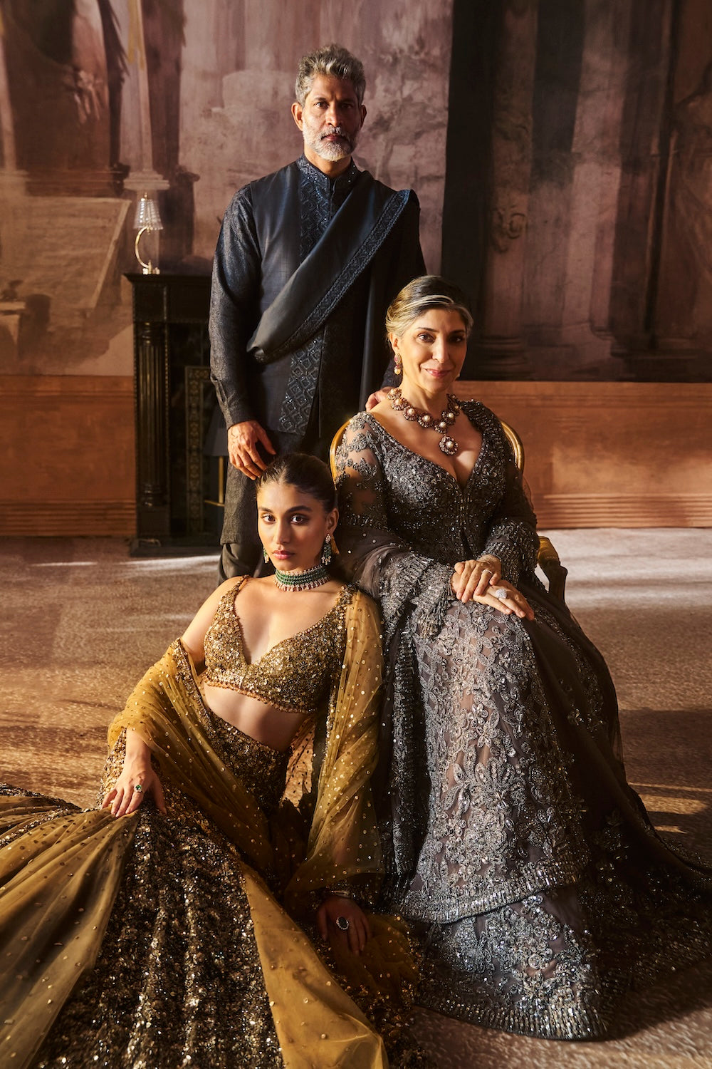 Antique Gold Fit & Flare Skirt Set