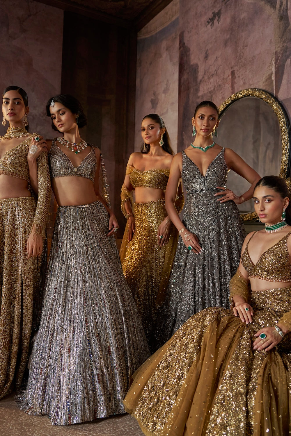 Antique Gold Fit & Flare Skirt Set