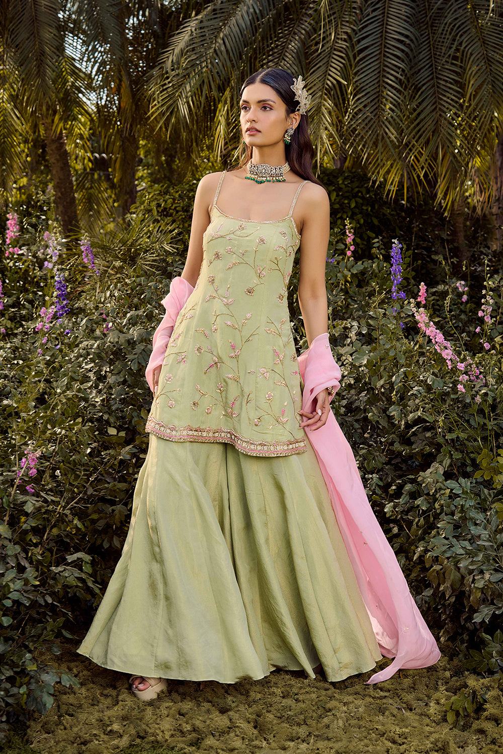 Sage Sharara Set