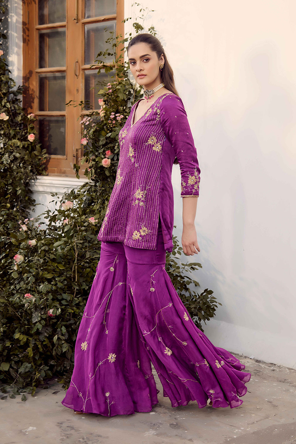 Plum Sharara Set