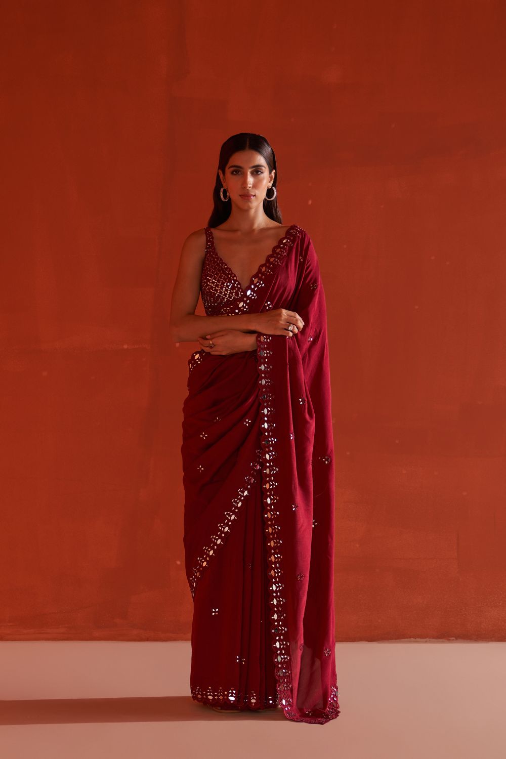 Maroon Silk Saree