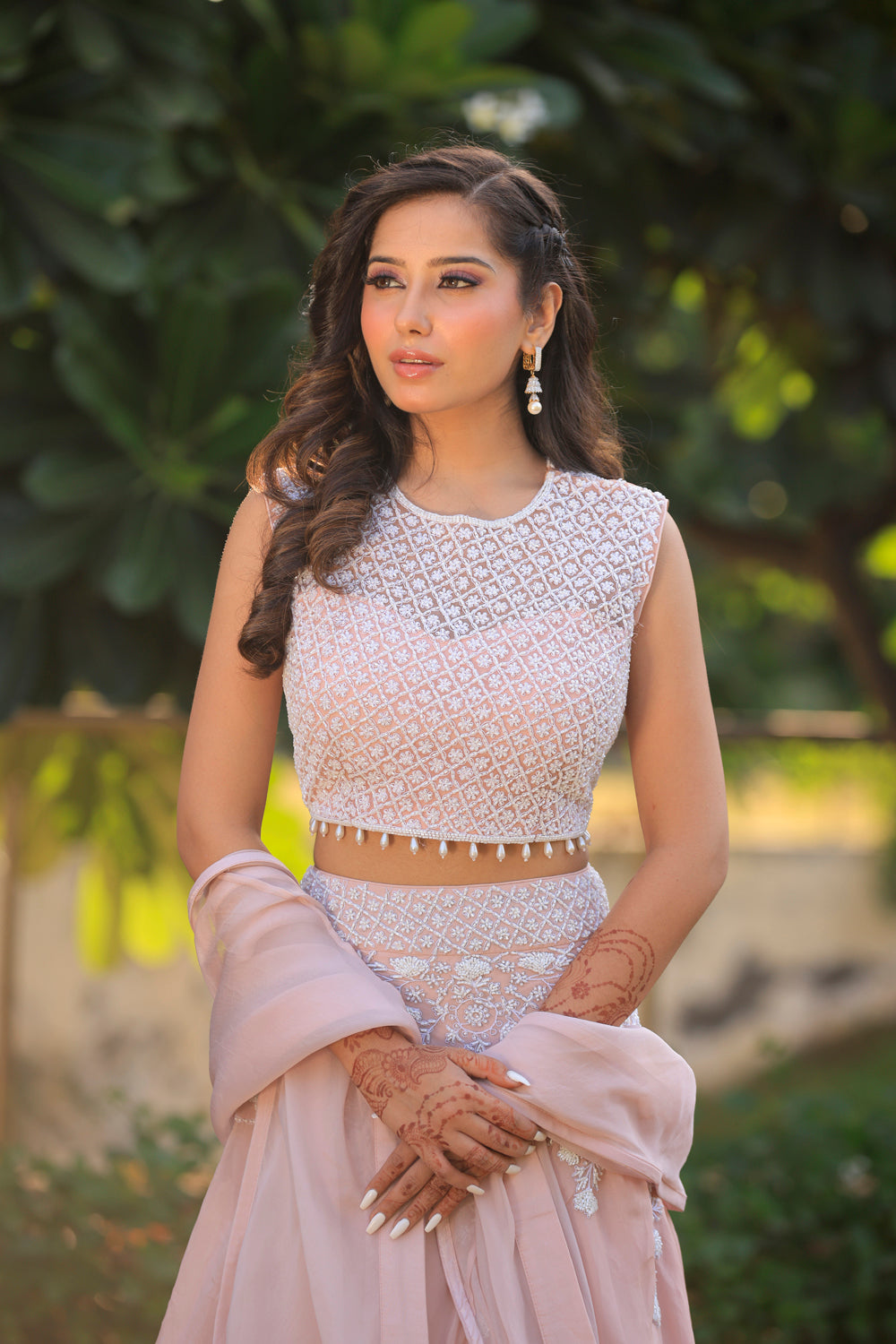 Persian Pink Embroidered Lehenga Set