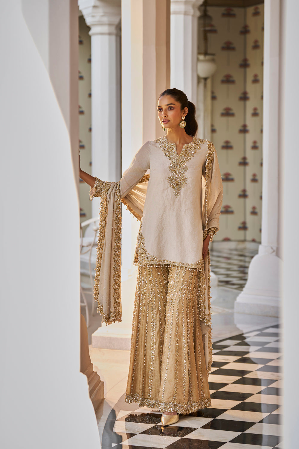 Silver Gold Sharara Set