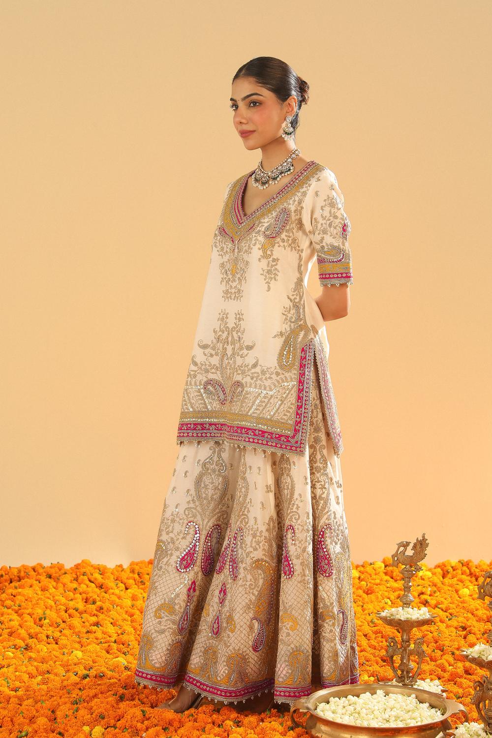 Short Kurta With Sharara And Dupatta