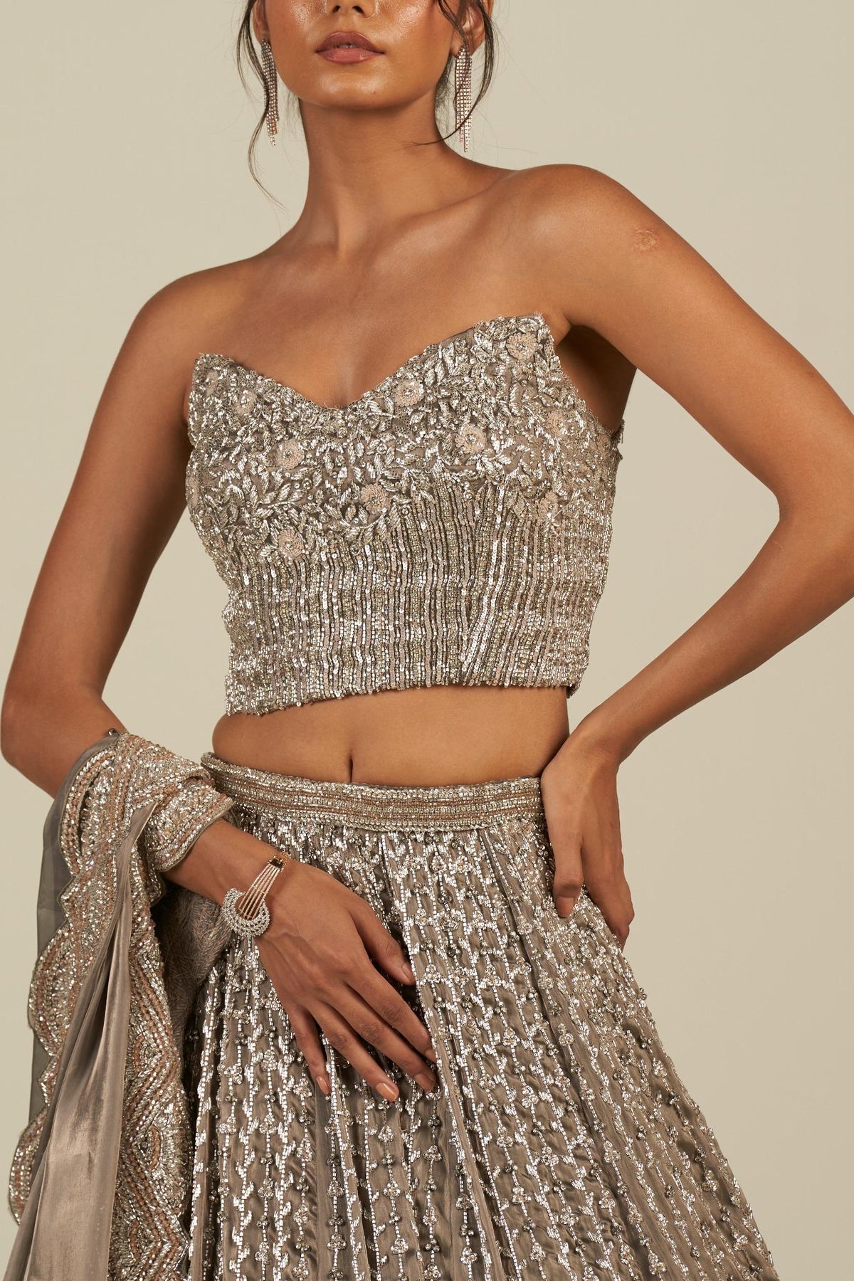 OLIVE GREEN LEHENGA