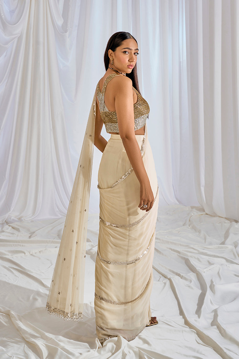 cynthia drape saree