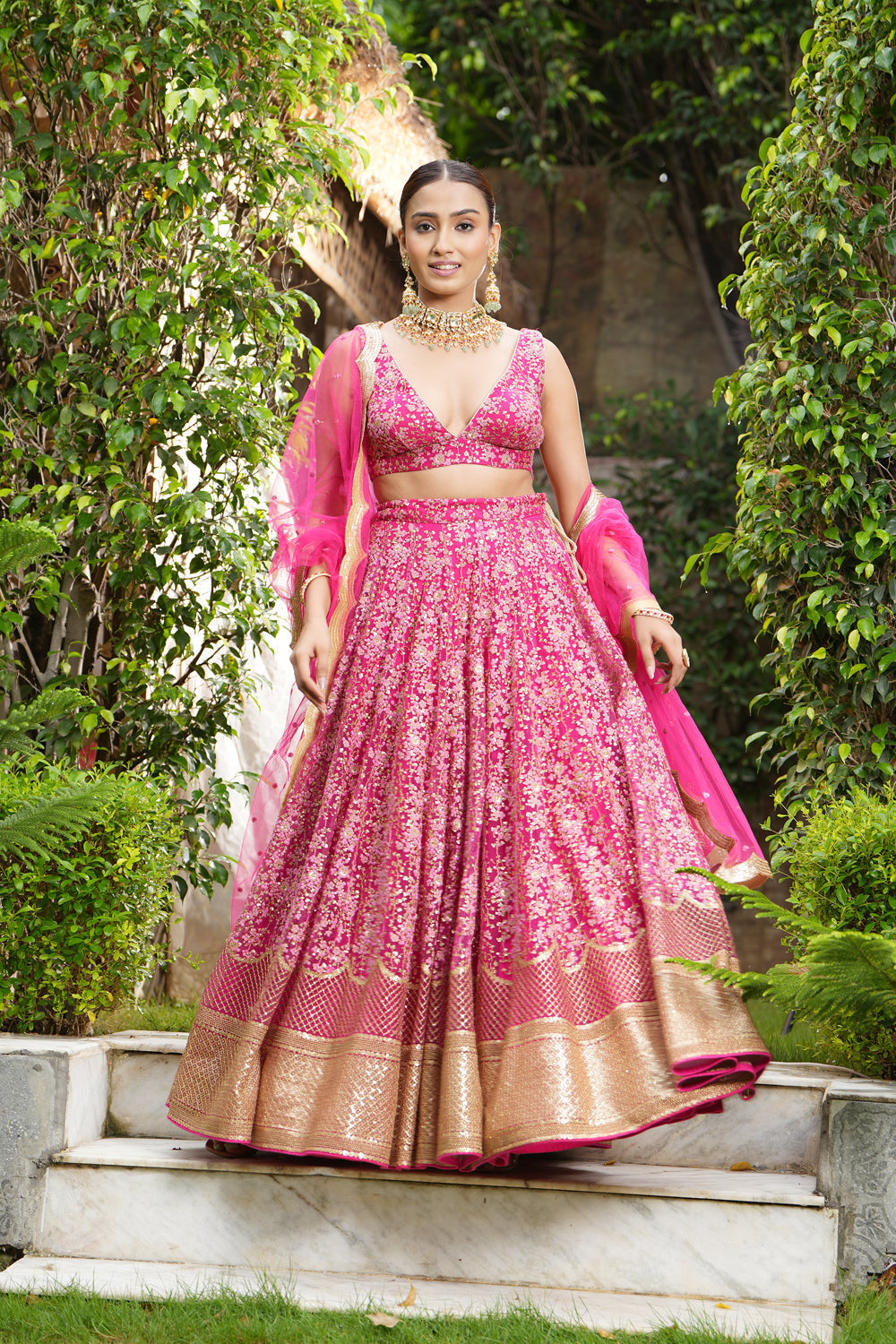 Beetroot Embroidered Lehenga Set