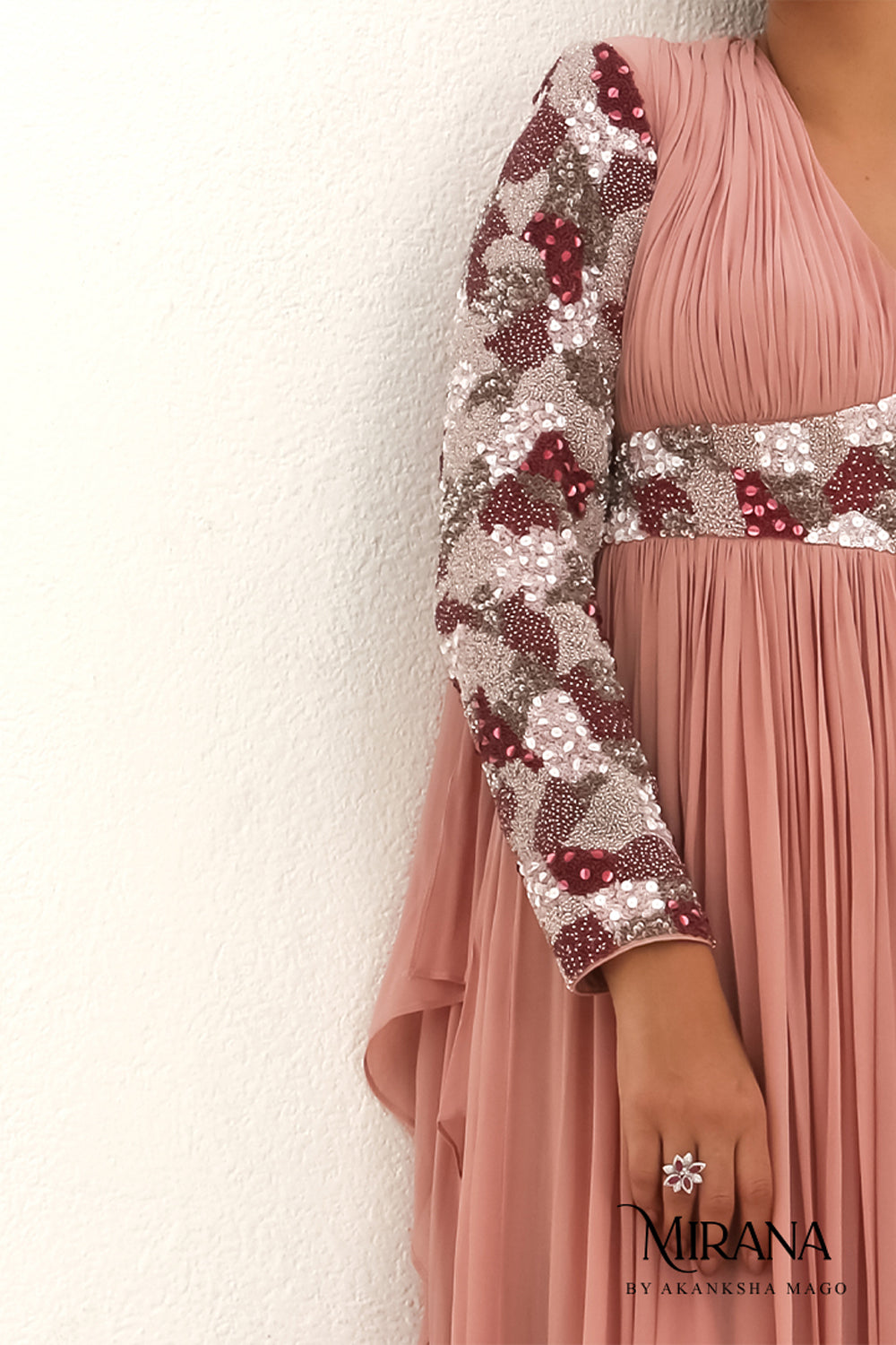 Rosanne - Rose Pink Embroidered Gown