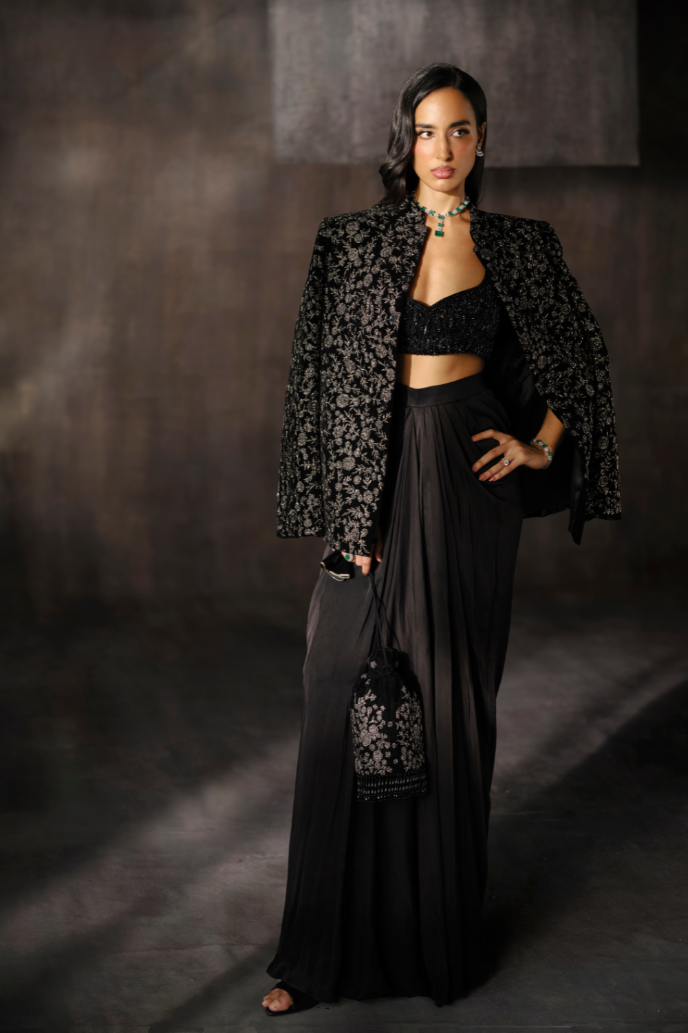 Black dhoti set