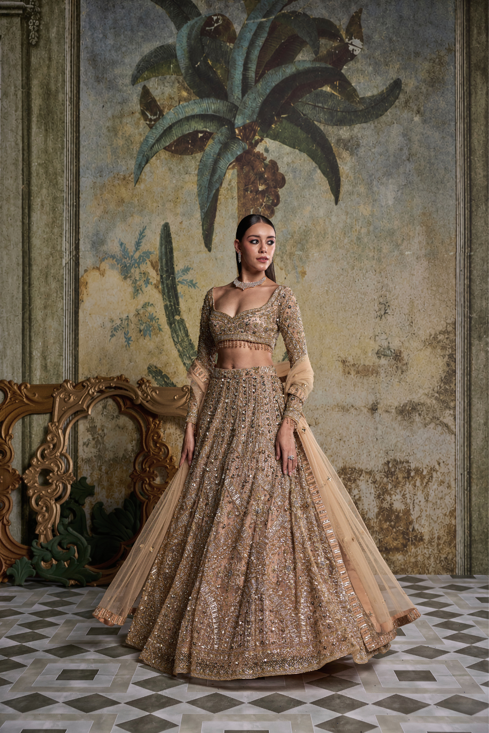 Gold & Silver Embellished Lehenga Set