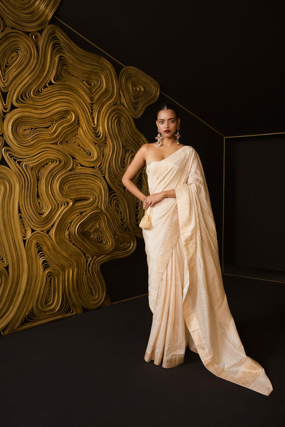 Ivory Heart Saree White