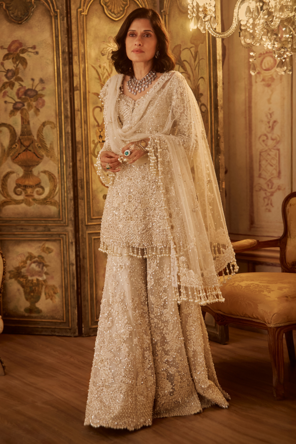 Ivory Pearl Sharara Set