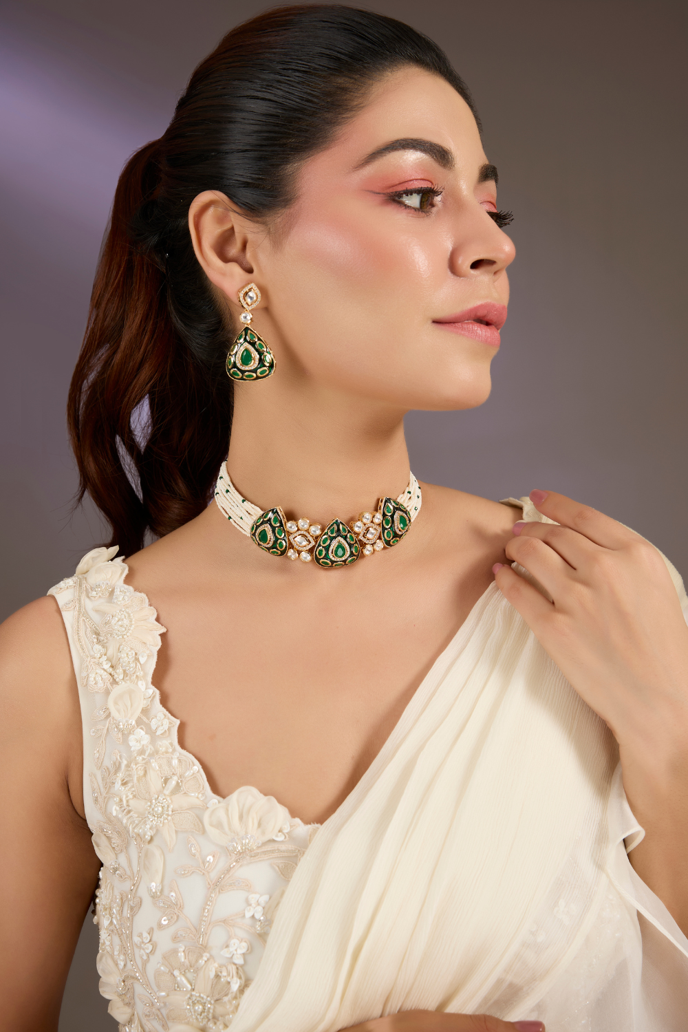 Green Polki Choker Set