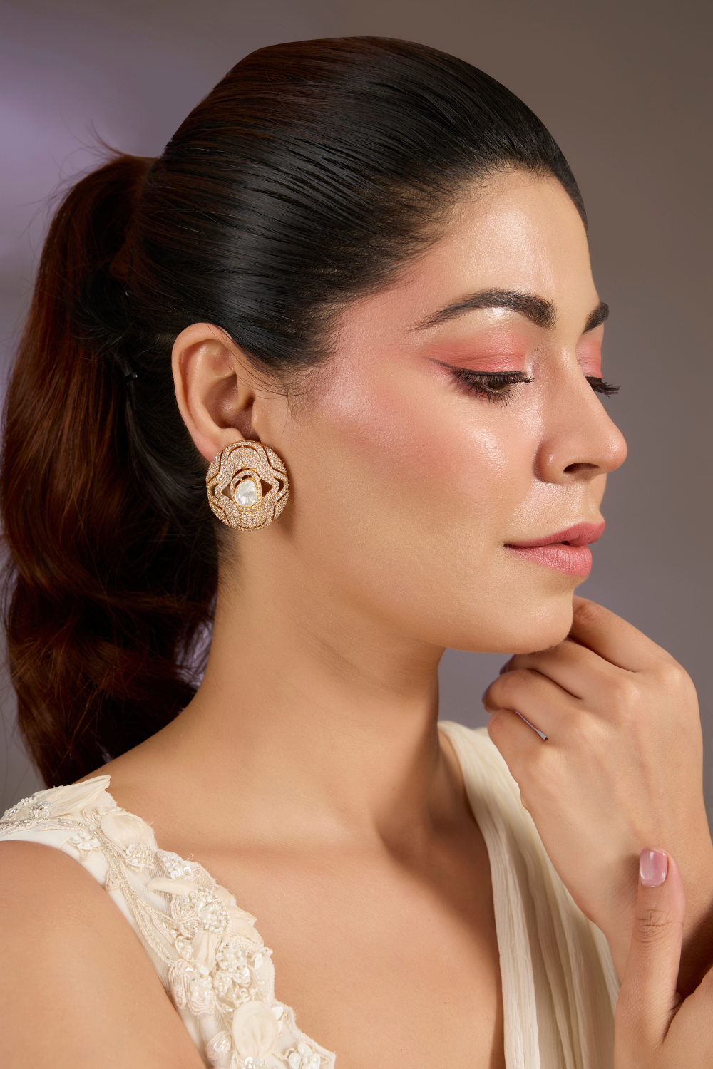 Floral Kundan Stud Earrings
