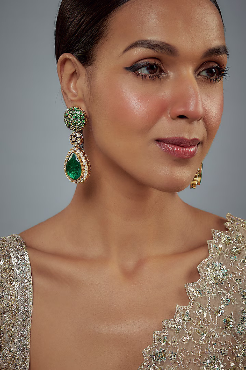 Mehvira Kundan Polki Dangler Earrings