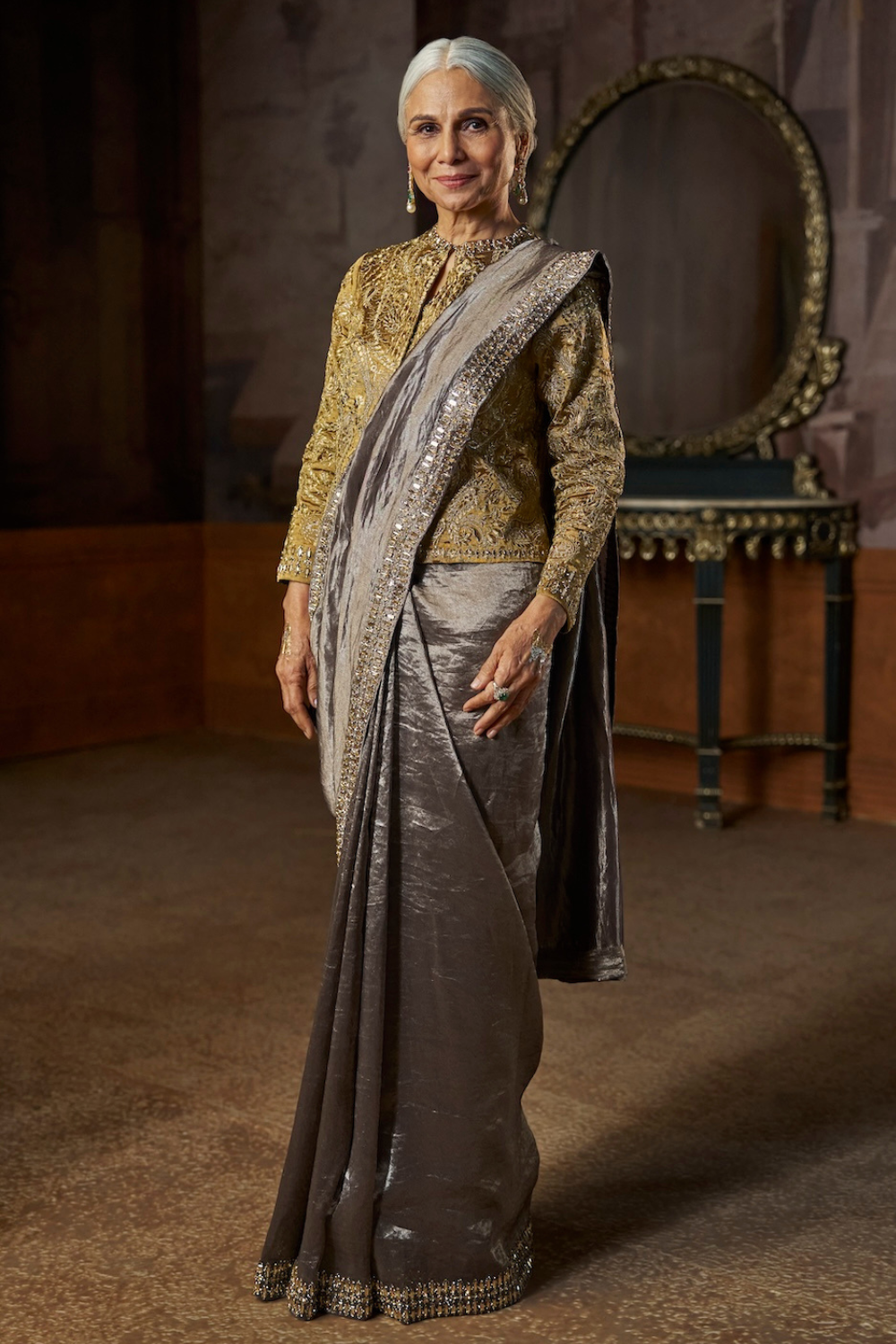 Grey Tissue Saree