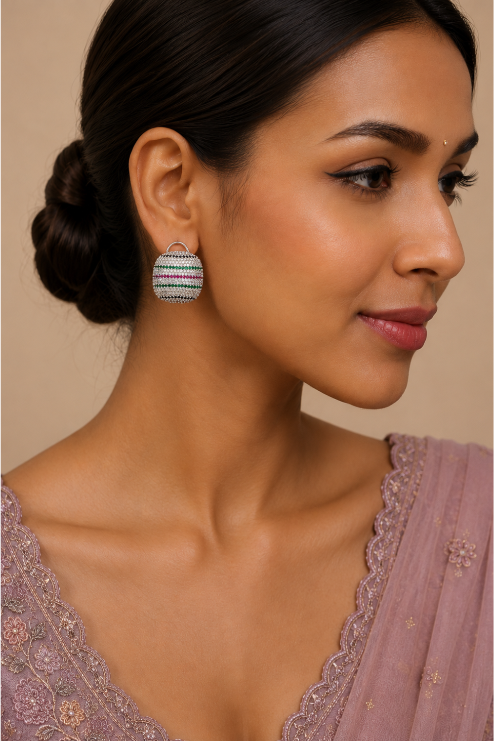 Diamond Look Multicolor Stone Stud Earrings