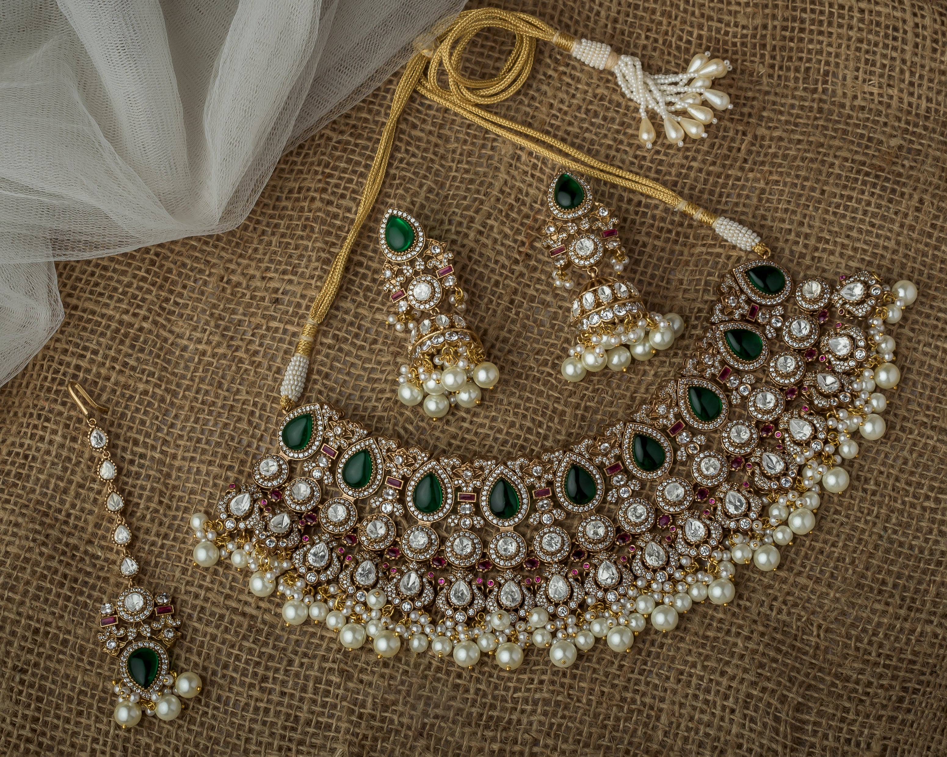 Zaynara Kundan Polki Necklace Set & Mangtika