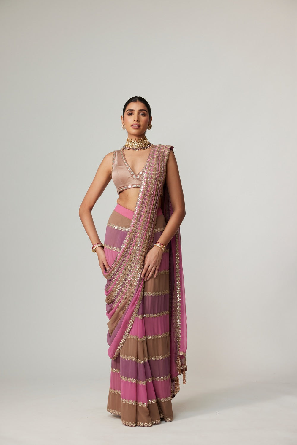 MUD MAUVE MULTICOLOR SAREE