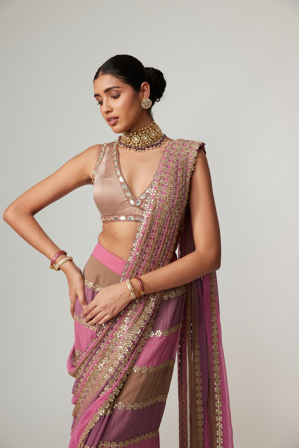 MUD MAUVE MULTICOLOR SAREE