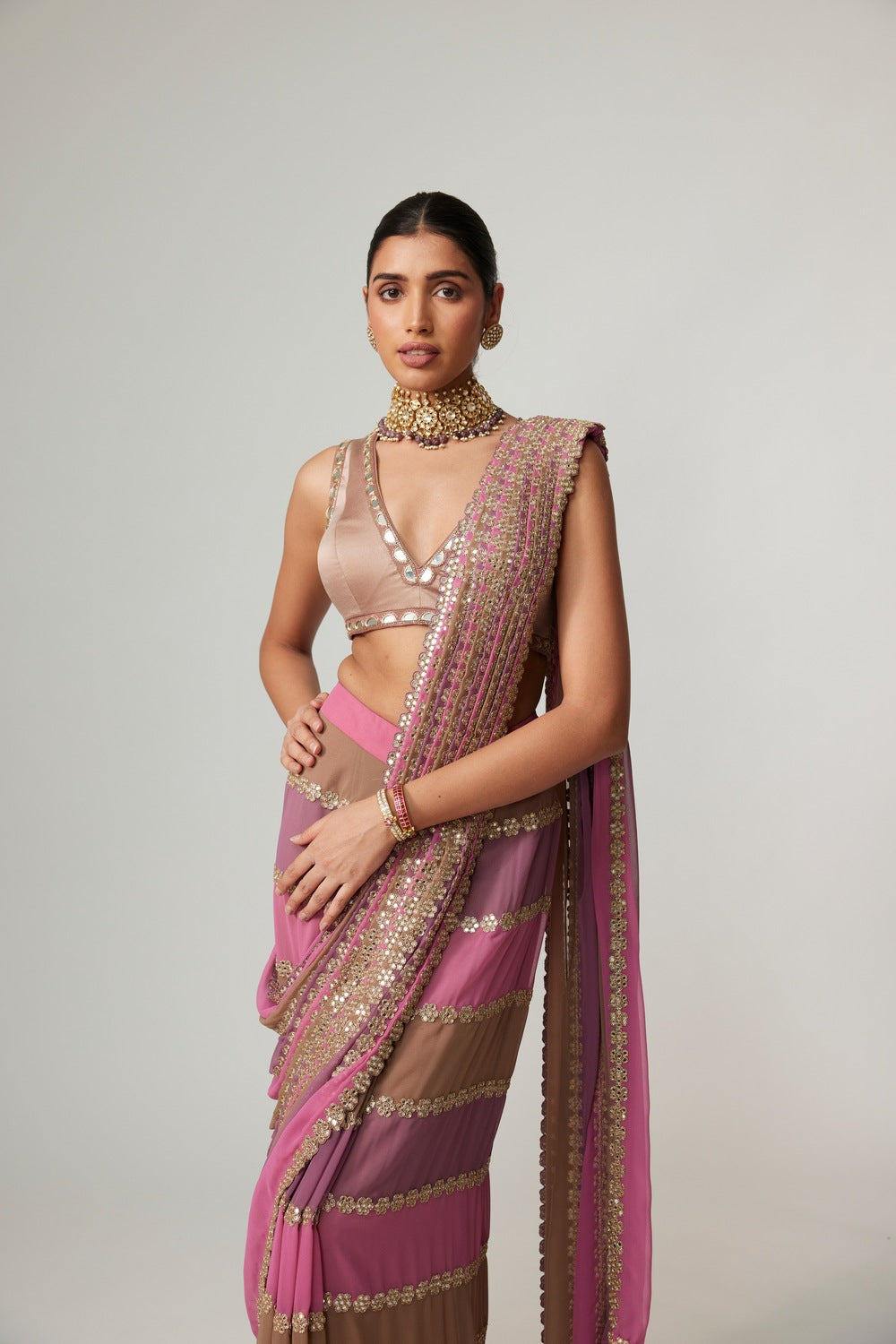 MUD MAUVE MULTICOLOR SAREE