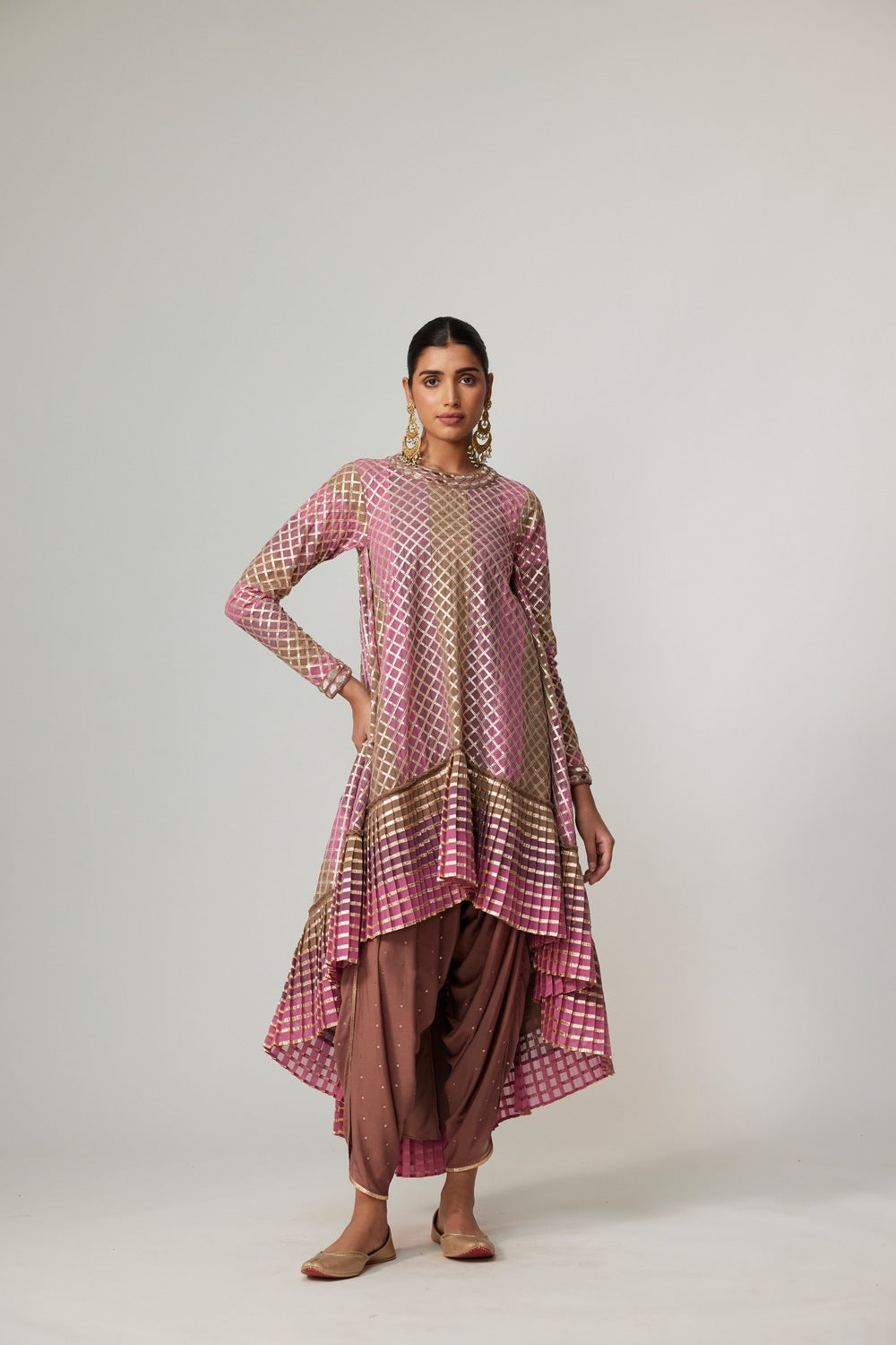 MUD MAUVE MULTICOLOR DHOTI KURTA SET
