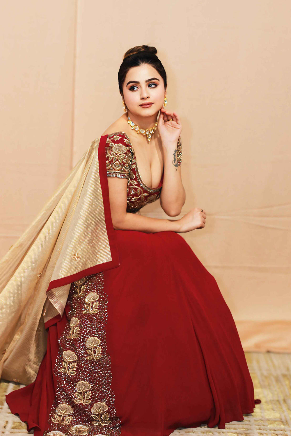 Noorani wine lehenga