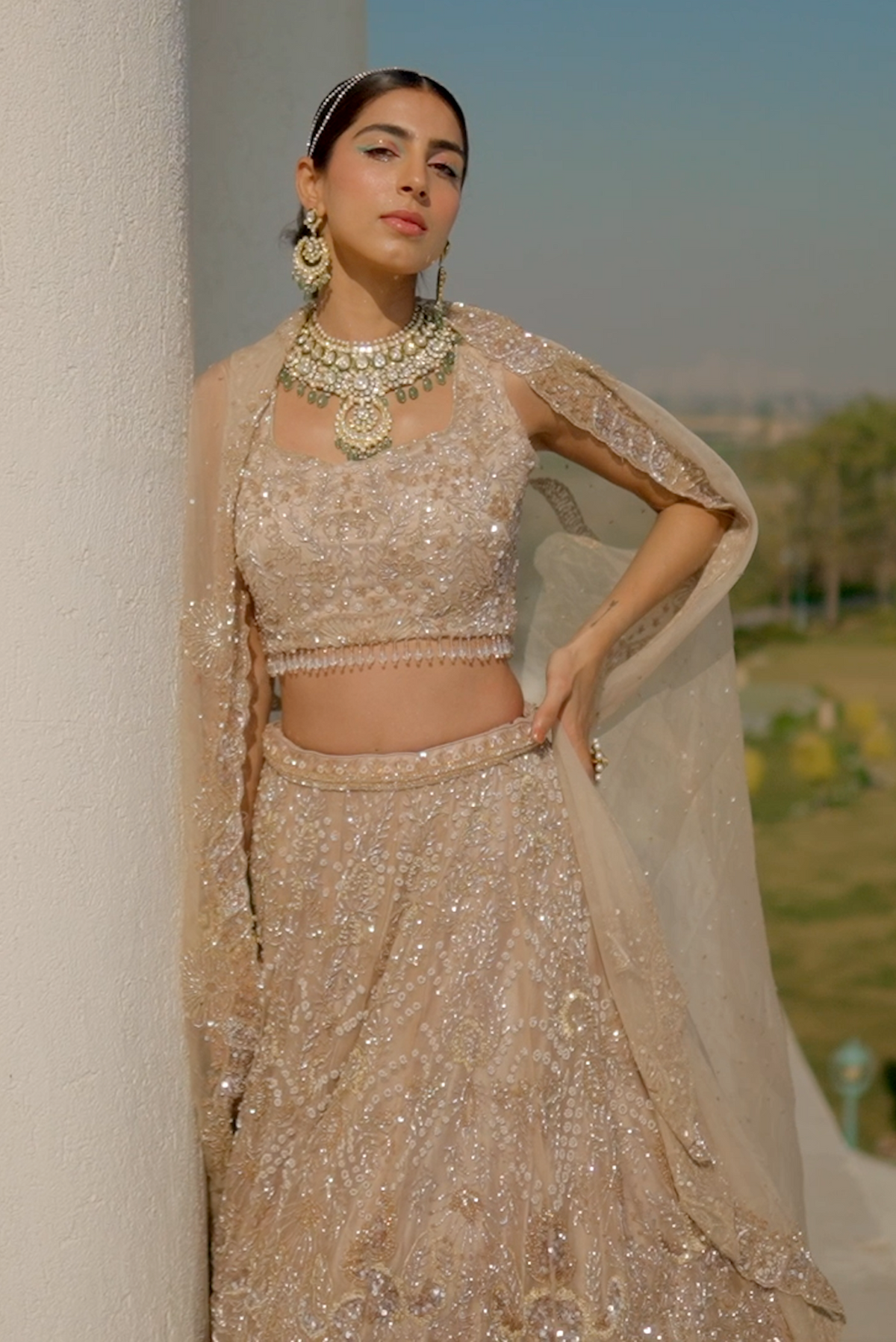 ivory golden lehenga