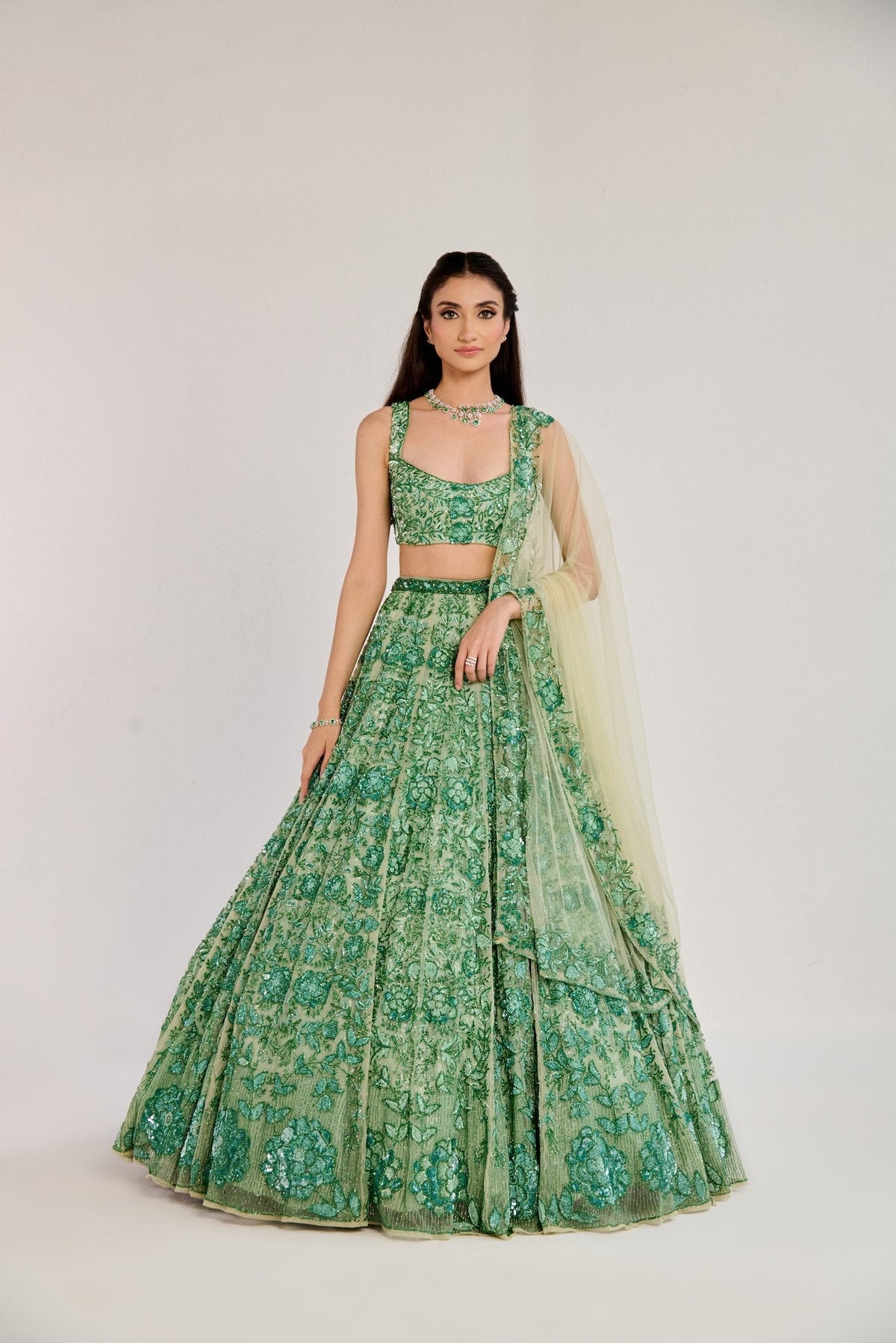 AVO-CUTIE GREEN LEHENGA
