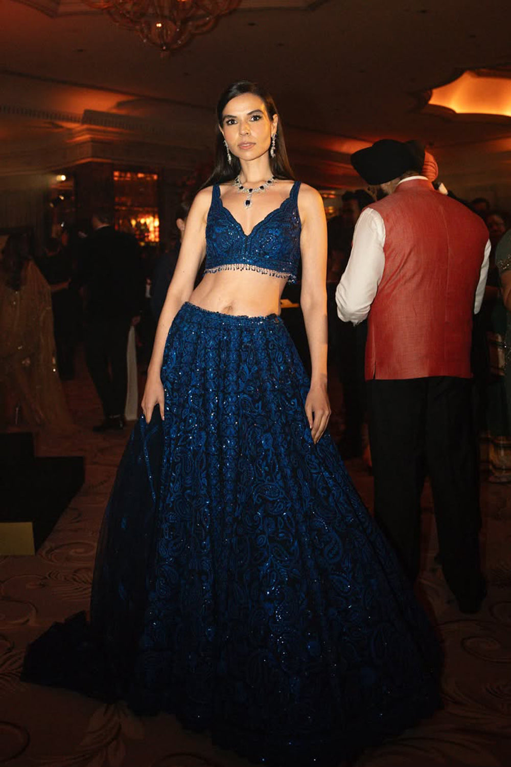 Rohini Belani Garyali in Blue Paisley Lehenga Set