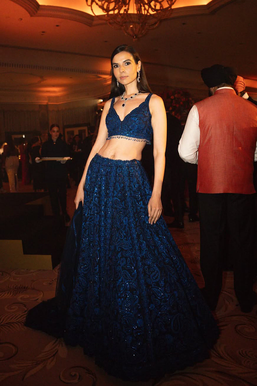 Rohini Belani Garyali in Blue Paisley Lehenga Set