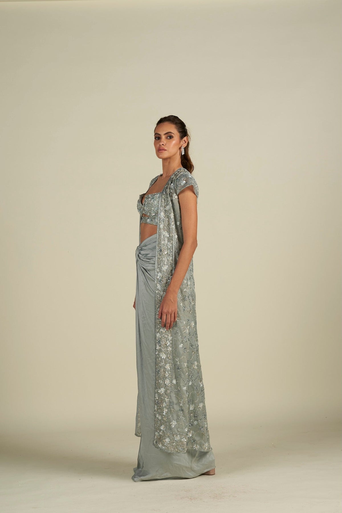 BLUE LONG CAPE SET