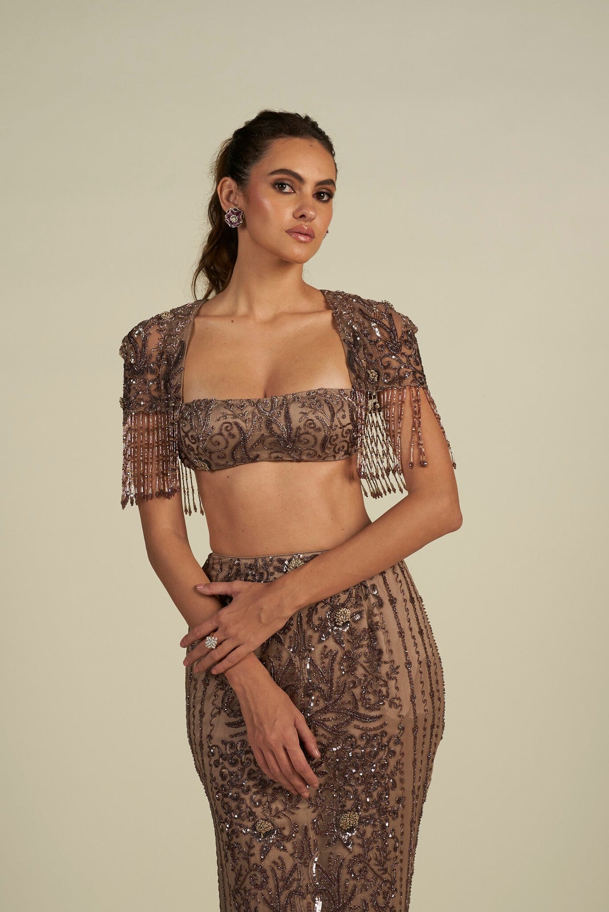 BROWN SKIRT SET